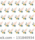 Soft floral branches with yellow and blue flowers on white background 131840934
