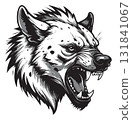 Hyena head snarling displaying aggression vector illustration 131841067