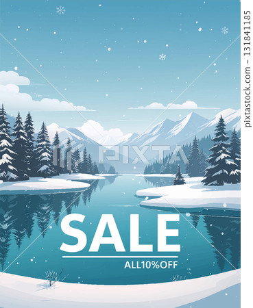 Snow-covered mountains and lakes, a blue and white winter landscape enveloped in tranquility Snow-covered mountains and lakes, a blue and white winter landscape enveloped in tranquility 131841185