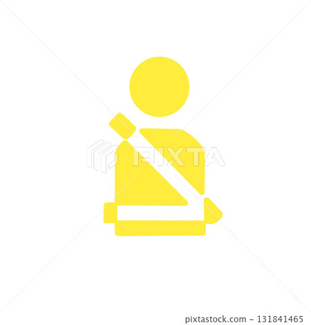 Yellow pictogram icon representing road safety with seat belt fastened Yellow pictogram icon representing road safety with seat belt fastened 131841465