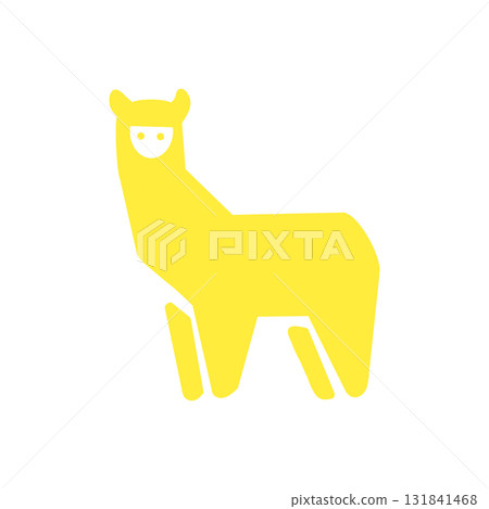 A yellow silhouette icon of a llama (alpaca) with a cool expression 131841468