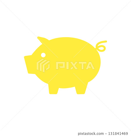 Yellow silhouette icon of a piggy bank saving money 131841469