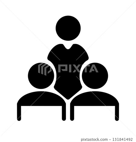 Group pictogram icon of boss and subordinates providing guidance and mentoring 131841492