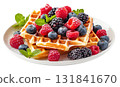 Waffle with fresh berries on plate isolated on white background png transparent clipart. 131841670