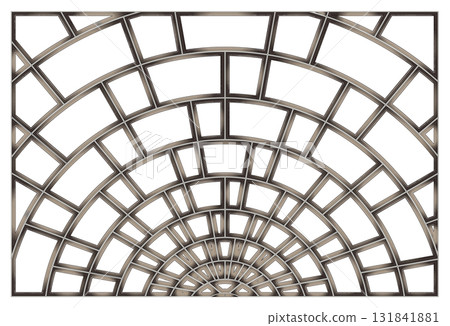 復古、厚重的鉚釘鋼拱形窗框鏤空層材料，可用於組合照片和插圖 131841881