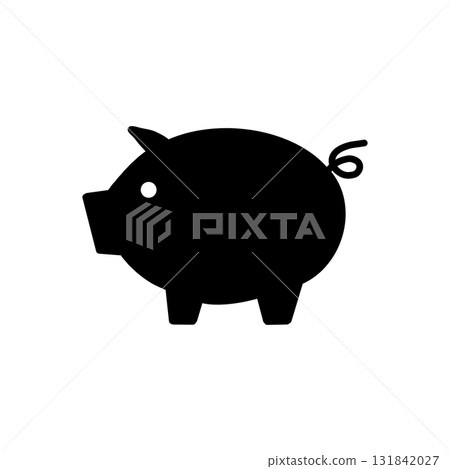 存錢筒的單色剪影圖標 131842027