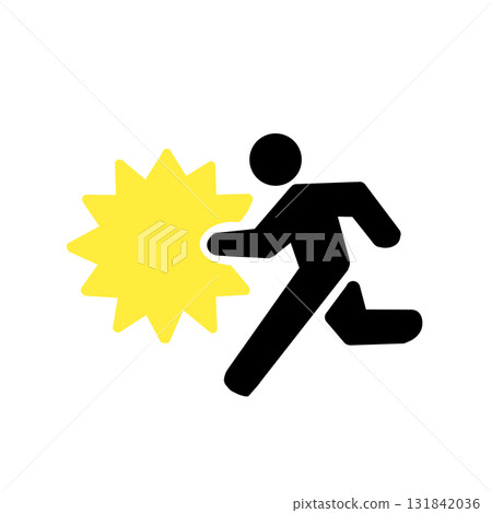 爆發性奔跑的人形圖示(單色、星號) 爆發性奔跑的人形圖示(單色、星號) 131842036