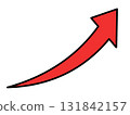 帶有黑色輪廓的上升紅色彎曲箭頭的插圖 131842157