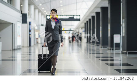 空服員穿過機場 131842268