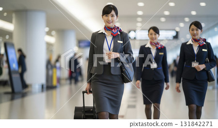 空服員穿過機場 131842271