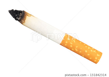 Cigarette Burnt Out on White Background Cigarette Burnt Out on White Background 131842314