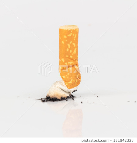 Cigarette Butt on White Background Cigarette Butt on White Background 131842323