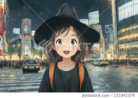 Miyu series: A scene where high school student Miyu Witch comes to Shibuya Scramble Crossing 131842379