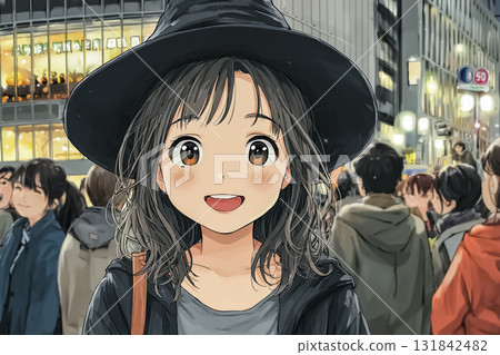 Miyu Series: Miyu, a high school witch, participates in a Halloween event at Shibuya Crossing 131842482