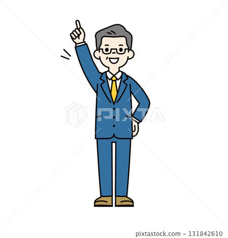 實現目標，力爭上游，一位老年商人的簡單全身向量插圖 131842610