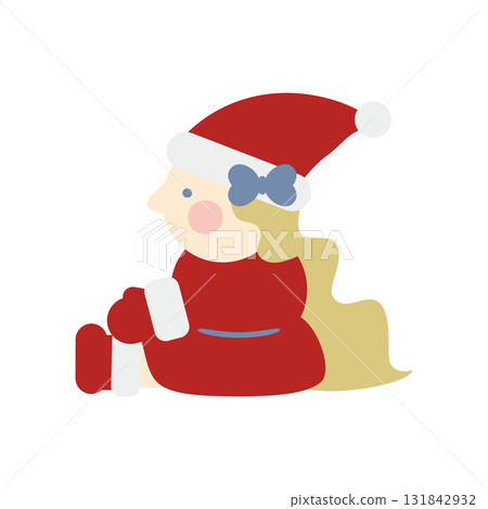 Cute girl Santa Claus sitting and stretching her legs 131842932