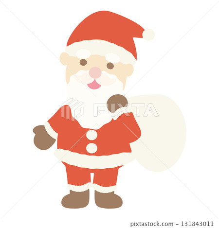 一個可愛的聖誕老人拿著一袋禮物的插圖 131843011