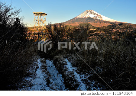 Mount Fuji as seen from the trail up Mount Echizen in the Ashitaka mountain range Mount Fuji as seen from the trail up Mount Echizen in the Ashitaka mountain range 131843104