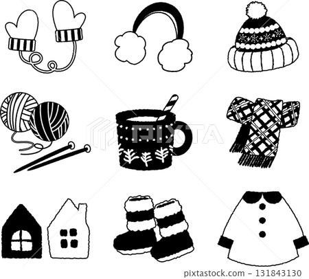 Cute winter monochrome material set Cute winter monochrome material set 131843130