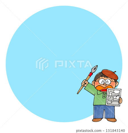 Male manga artist copy space 131843140