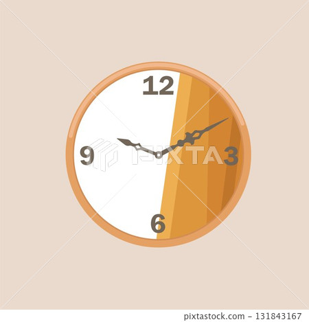 wooden wall clock vector illustration element design template 131843167