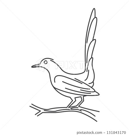 Vector design and line icon of magpie bird for elements and suitable for learning to color Vector design and line icon of magpie bird for elements and suitable for learning to color 131843170