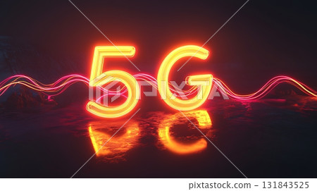 Glowing 5G Neon Sign Representing Next-Generation Mobile Connectivity 131843525