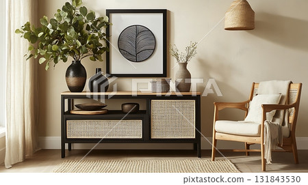 Stylish Modern Living Room with Furniture and Decorative Accessories Stylish Modern Living Room with Furniture and Decorative Accessories 131843530