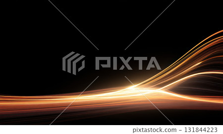 Abstract flowing lines, light, glowing, curve, black background, energy, dynamic motion 131844223