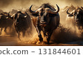 Wildebeest crossing the river during the annual great migration 131844601