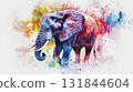African elephant watercolor style painting concept 131844604