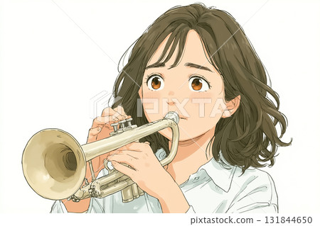 Miyu Series: Miyu High School Student Brass Band Ensemble Serious Expression 131844650
