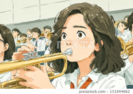 Miyu Series: Miyu High School Student Brass Band Ensemble Serious Expression 131844662