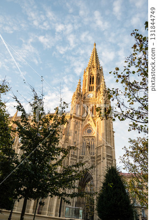 Historic buildings under the clear sky and morning glow in San Sebastian, Spain 131844749