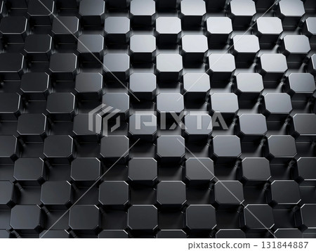 一排幾何黑色機械立方體背景素材 131844887