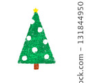 Simple Christmas tree illustration, crayon style, green 131844950