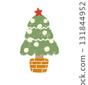 Cute Christmas tree illustration in crayon style, Nordic colors 131844952