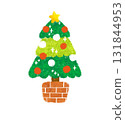 Cute Christmas tree illustration in crayon style 131844953