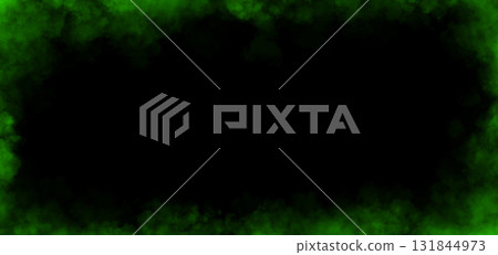 Wide green smoky frame with transparent background and soft fog edges for nature-inspired digital overlays 131844973