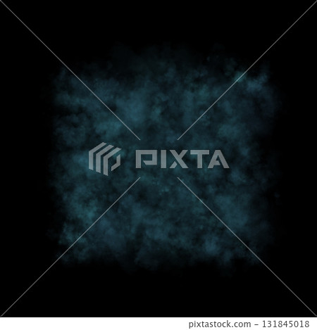 Square dark hazy blue smoke layer on transparent background, abstract fog cloud texture for overlays and atmospheric effects 131845018