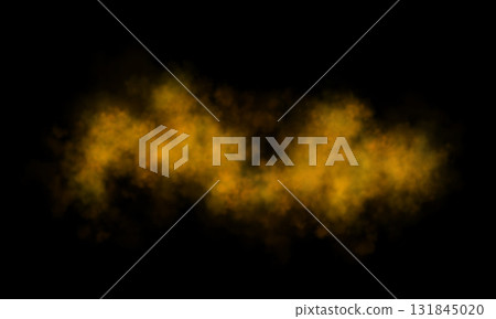 Yellow orange smoke cloud on transparent background mockup template for overlay effects or digital visual compositions 131845020