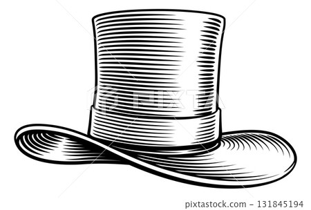 Top Hat Vinatge Woodcut Illustration 131845194