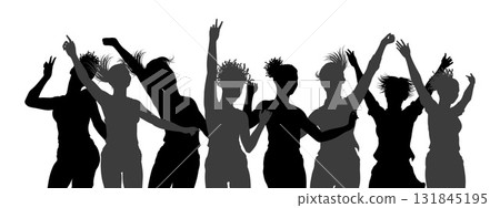 Dancing Women Silhouettes Crowd Party Celebration 131845195