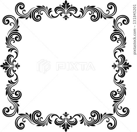 Filigree Heraldic Crest Motif Floral Pattern Frame 131845201