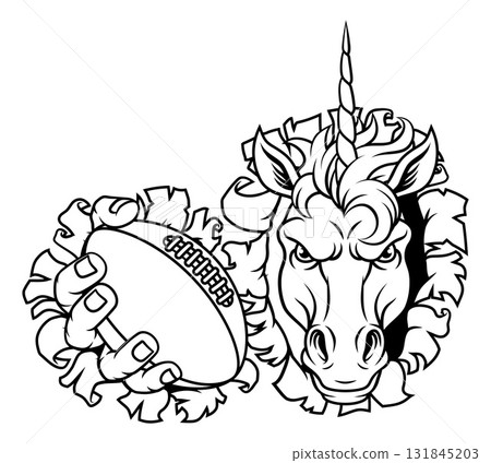 Unicorn Horse American football Sports Mascot Unicorn Horse American football Sports Mascot 131845203