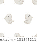 Watercolor seamless pattern with cute ghosts 131845211