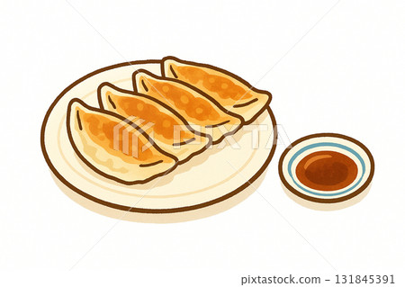 AI插圖（餃子和醬汁）背景白色 131845391