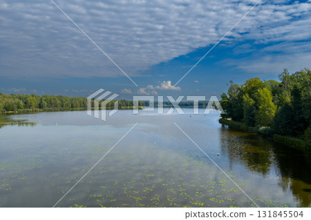 Drone view of Paprocanskie Lake near Tychy 131845504