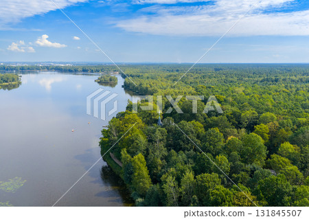 Drone view of forest near Paprocanskie Lake Drone view of forest near Paprocanskie Lake 131845507
