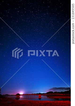 從星空下的對山庭園和自然庭園眺望鶴舞橋 從星空下的對山庭園和自然庭園眺望鶴舞橋 131845585
